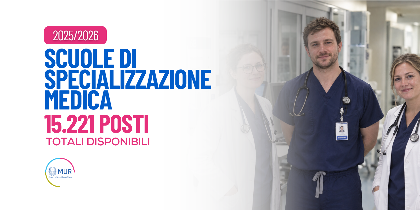 Università: MUR, sono 15.221 i posti disponibili per le specializzazioni mediche 